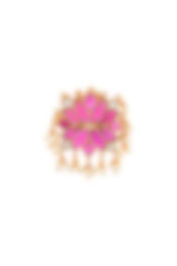 Gold Finish Mogra Statment Ring In Sterling Silver Design by Rohira