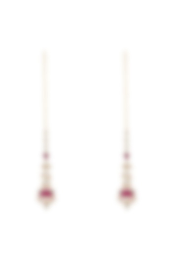 Gold Finish Mogra Long Earrings In Sterling Silver by Rohira Jaipur