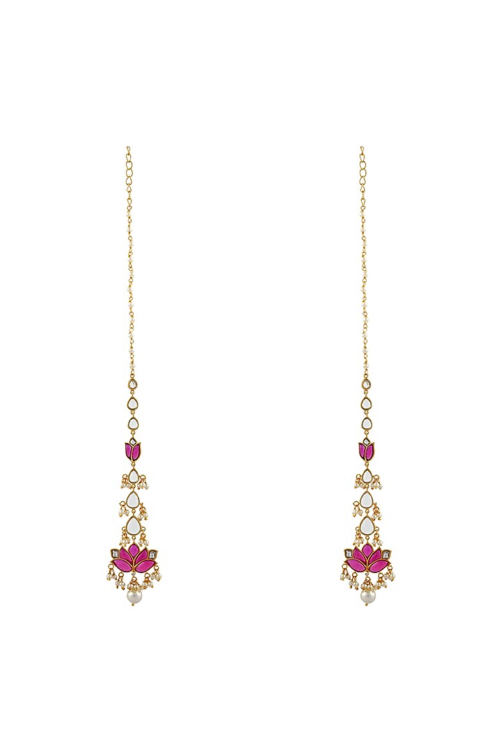 Gold Finish Mogra Long Earrings In Sterling Silver by Rohira Jaipur at Pernia's Pop Up Shop