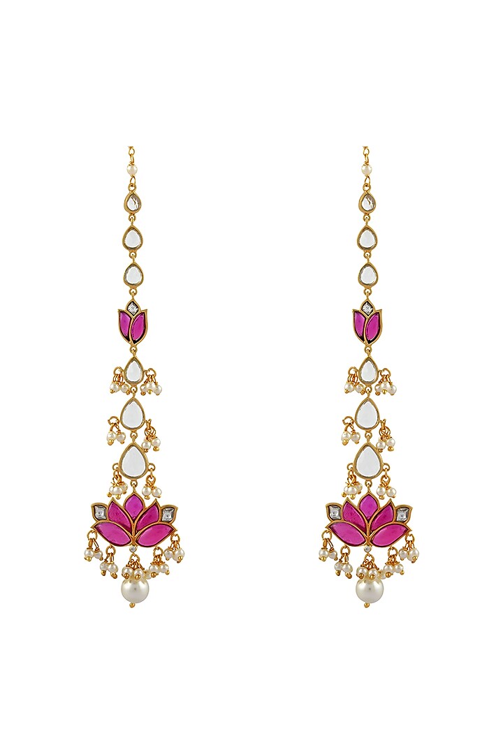 Gold Finish Mogra Long Earrings In Sterling Silver by Rohira Jaipur at Pernia's Pop Up Shop