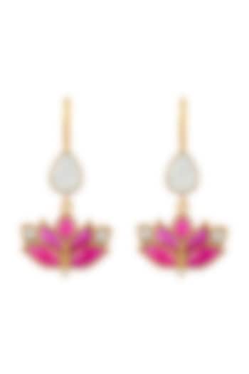 Gold Finish Mogra Hook Earrings In Sterling Silver by Rohira Jaipur
