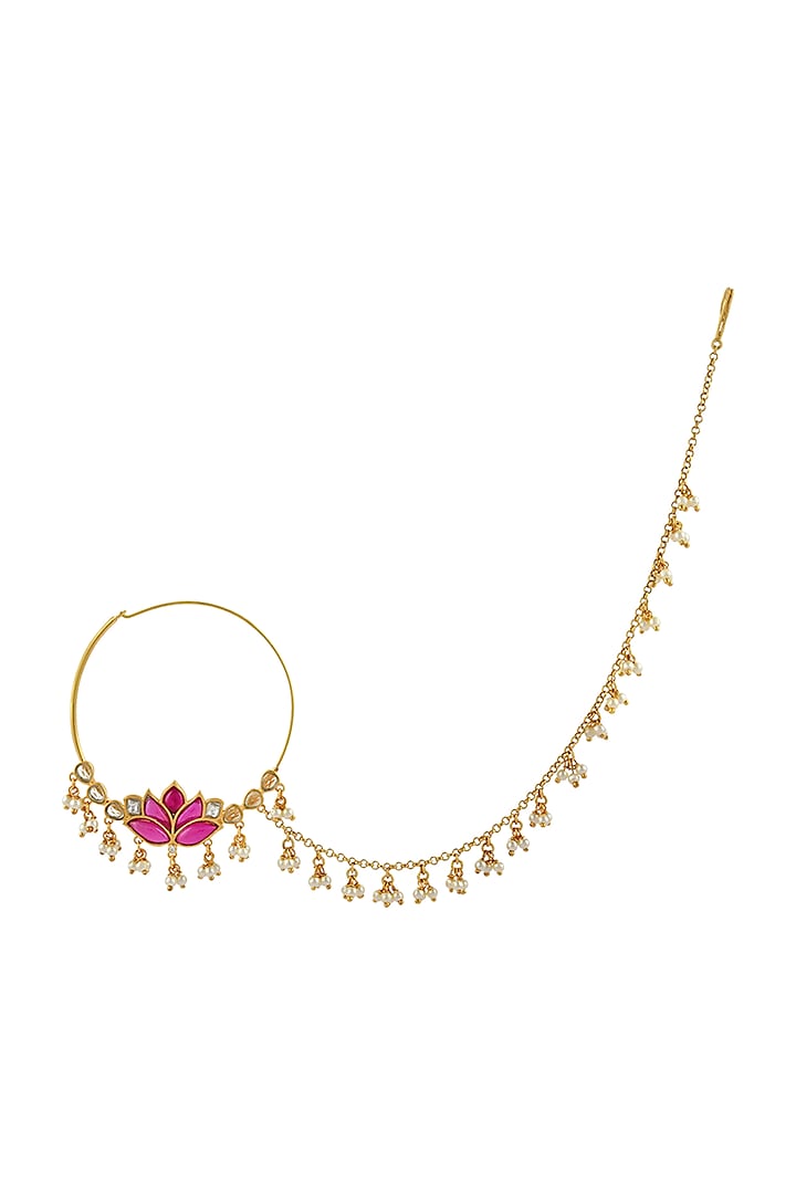 Gold Finish Mogra Nath In Sterling Silver by Rohira Jaipur
