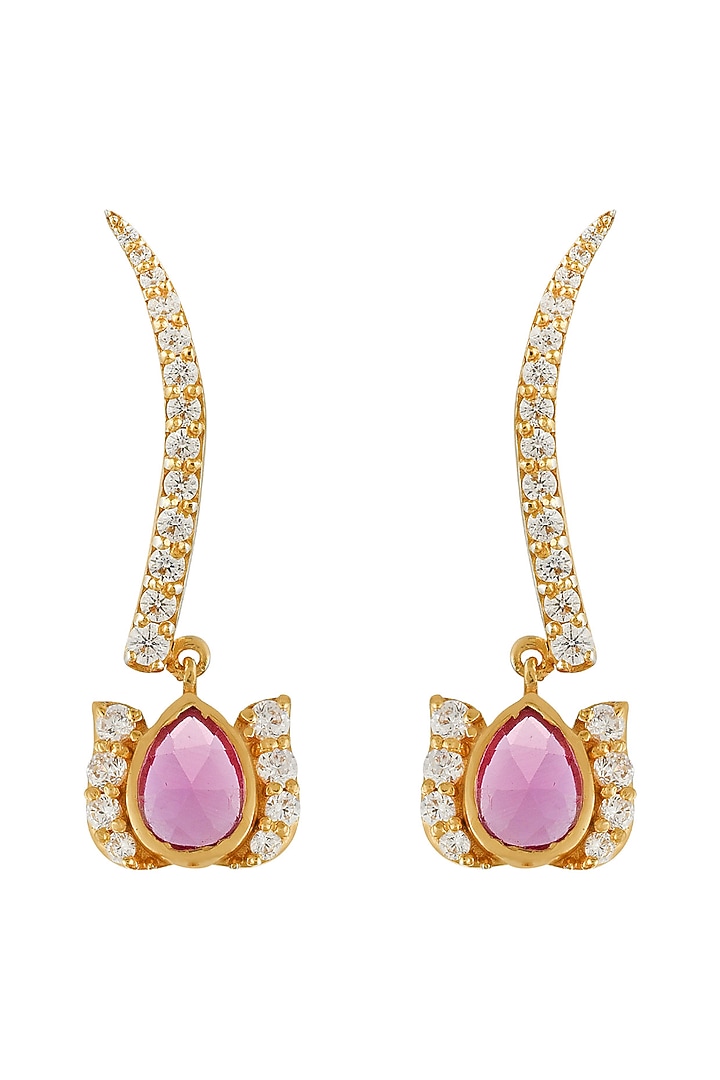 Gold Finish Ear Climber Earrings In Sterling Silver by Rohira Jaipur at Pernia's Pop Up Shop