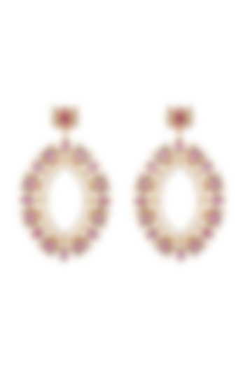 Gold Finish Semi Precious Stone Dangler Earrings In Sterling Silver by Rohira Jaipur