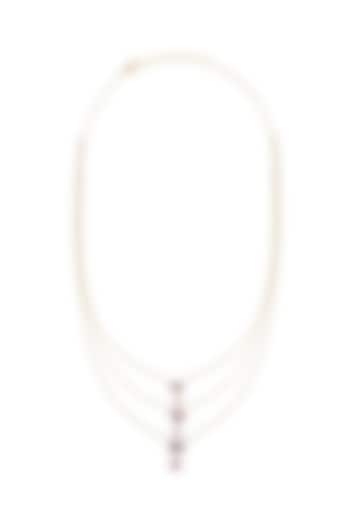 Gold Finish Diamond Three Layered Necklace In Sterling Silver by Rohira Jaipur