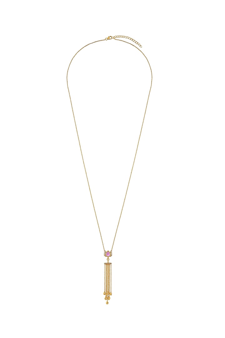 Gold Finish Tulip Garden Diamond Pendant Necklace In Sterling Silver by Rohira Jaipur at Pernia's Pop Up Shop