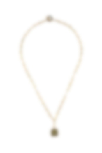 Gold Finish Green Velvet Enameled Enameled Necklace In Sterling Silver by Rohira Jaipur at Pernia's Pop Up Shop
