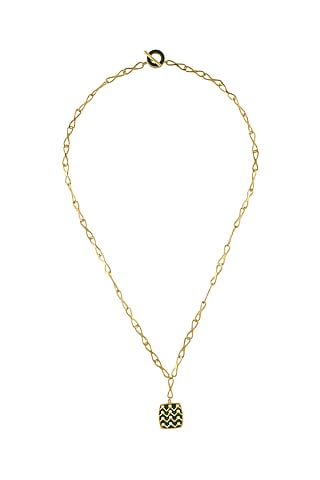 Gold Finish Green Velvet Enameled Enameled Necklace In Sterling Silver by Rohira Jaipur