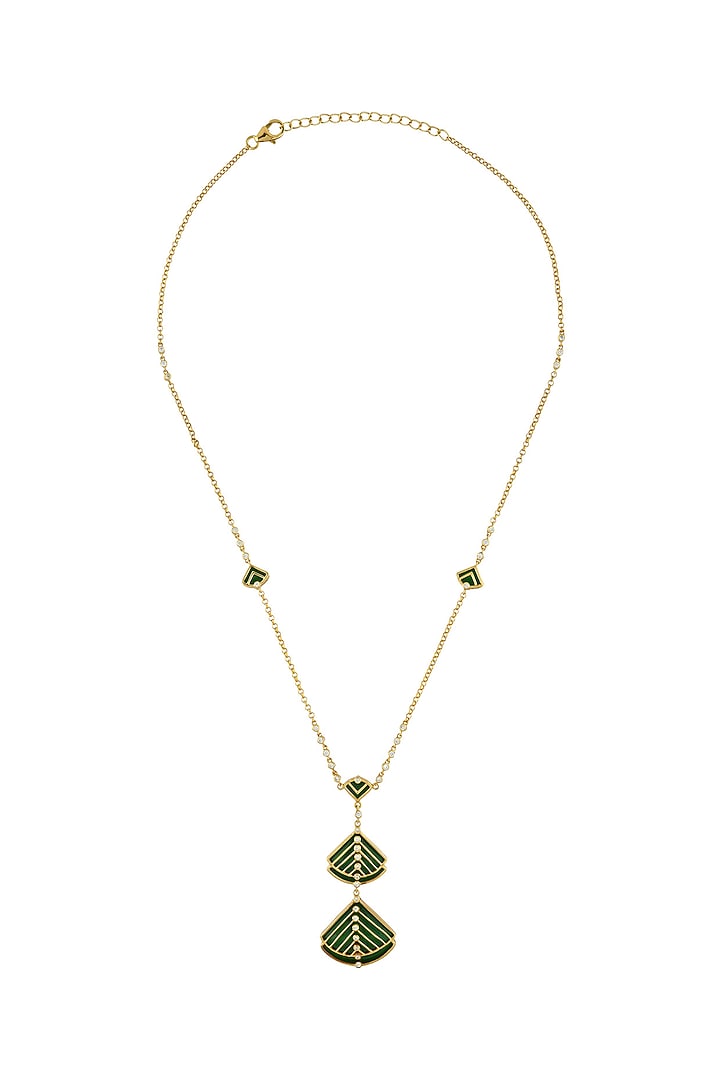 Gold Finish Enameled Statement Necklace In Sterling Silver by Rohira Jaipur at Pernia's Pop Up Shop