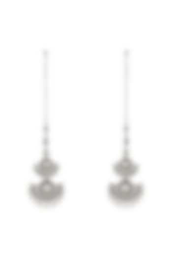 Silver Finish Oxidised Chain Earrings In Sterling Silver by Rohira Jaipur