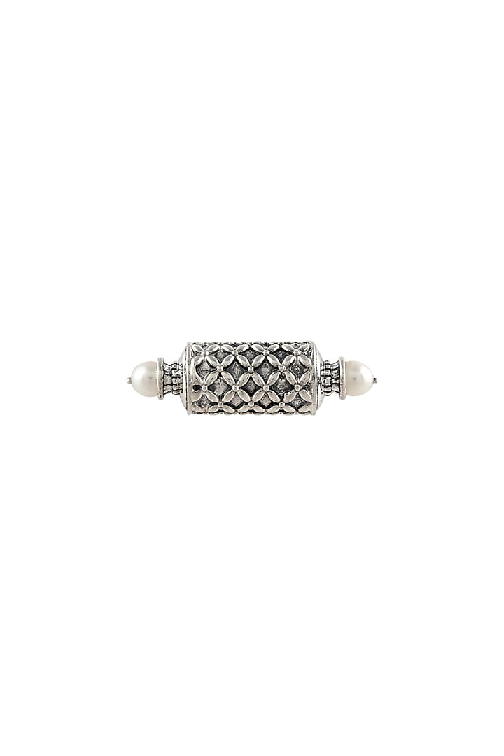 Silver Finish Oxidised Ring In Sterling Silver by Rohira Jaipur