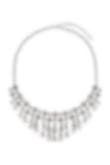 Silver Finish Oxidised Collar Necklace In Sterling Silver by Rohira Jaipur