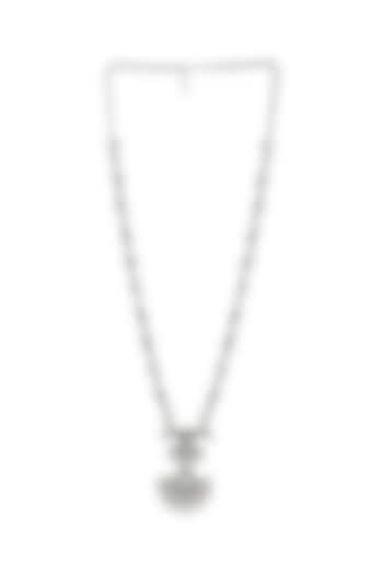Silver Finish Oxidised Double Pendant Necklace In Sterling Silver by Rohira Jaipur