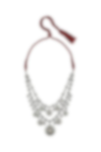 Silver Finish Oxidised Layered Necklace In Sterling Silver by Rohira Jaipur