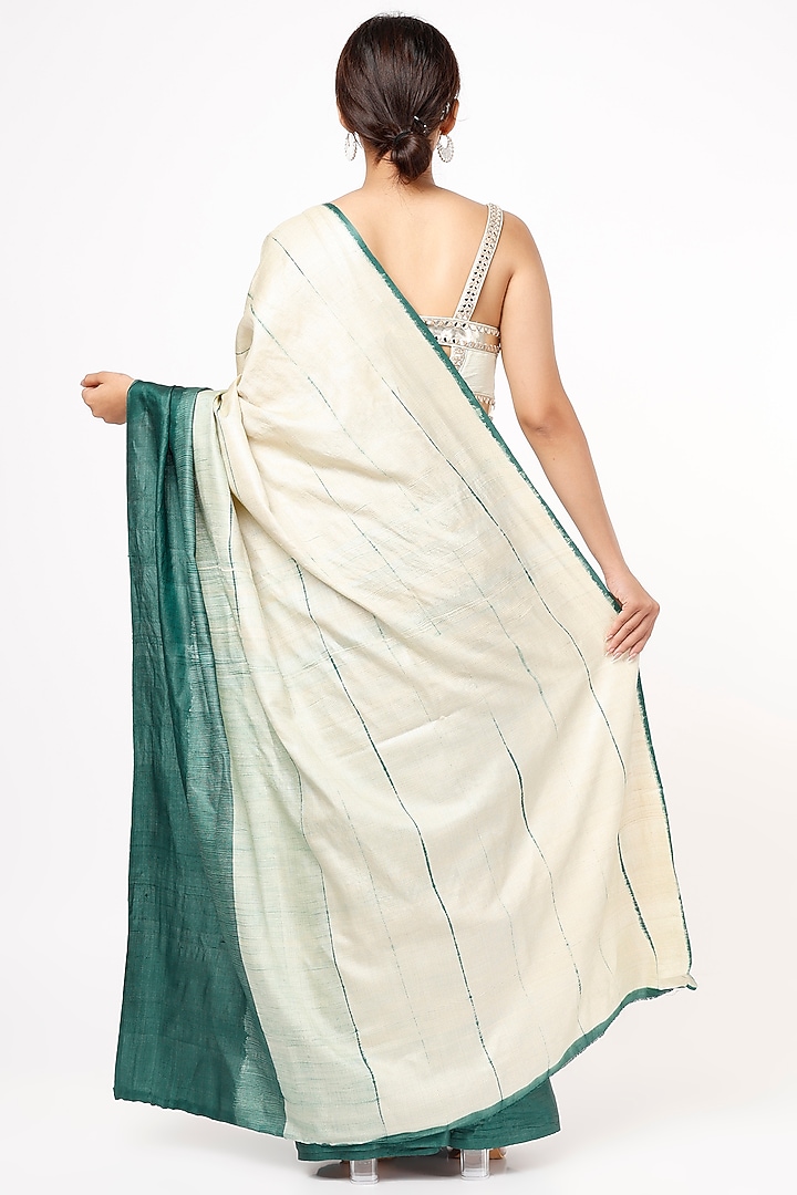 Emerald Tussar Silk Party Wear Saree by Resham at Pernia's Pop Up Shop