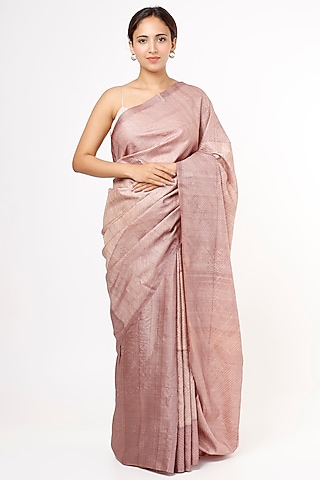 Blush Pink Shibori Silk Saree by Resham