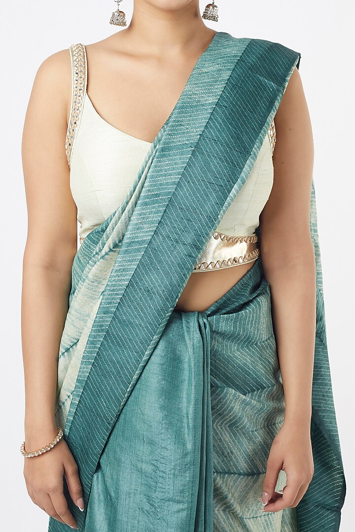 Olive Shibori Silk Party Wear Saree by Resham at Pernia's Pop Up Shop