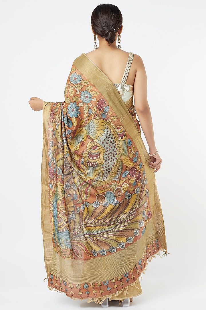 Brick Kalamkari Silk Wedding Saree by Resham at Pernia's Pop Up Shop