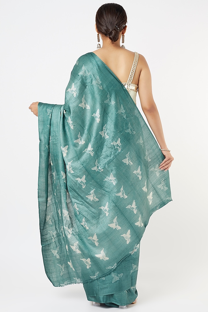 Sage Shibori Silk Party Wear Saree by Resham at Pernia's Pop Up Shop
