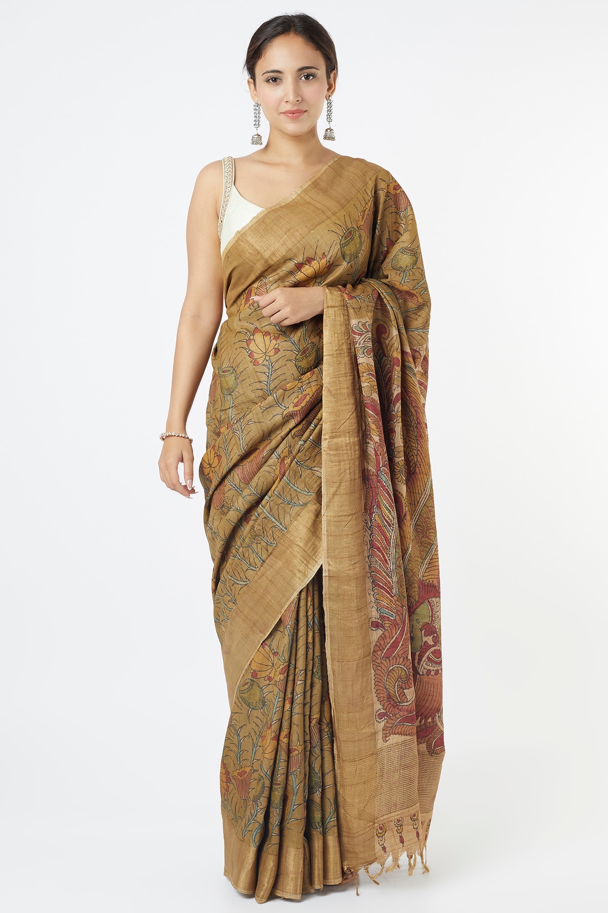 Buy Dark Green Silk Saree With Resham Work Online - SARV04331 | Andaaz  Fashion