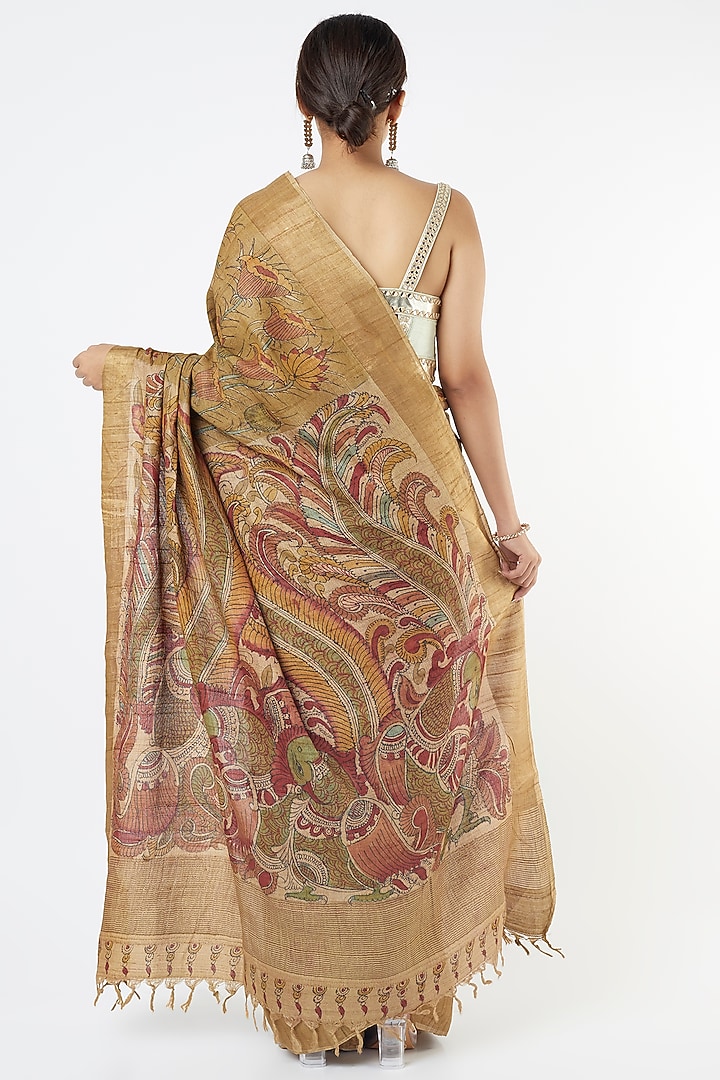 Brown Kalamkari Silk Wedding Saree by Resham at Pernia's Pop Up Shop