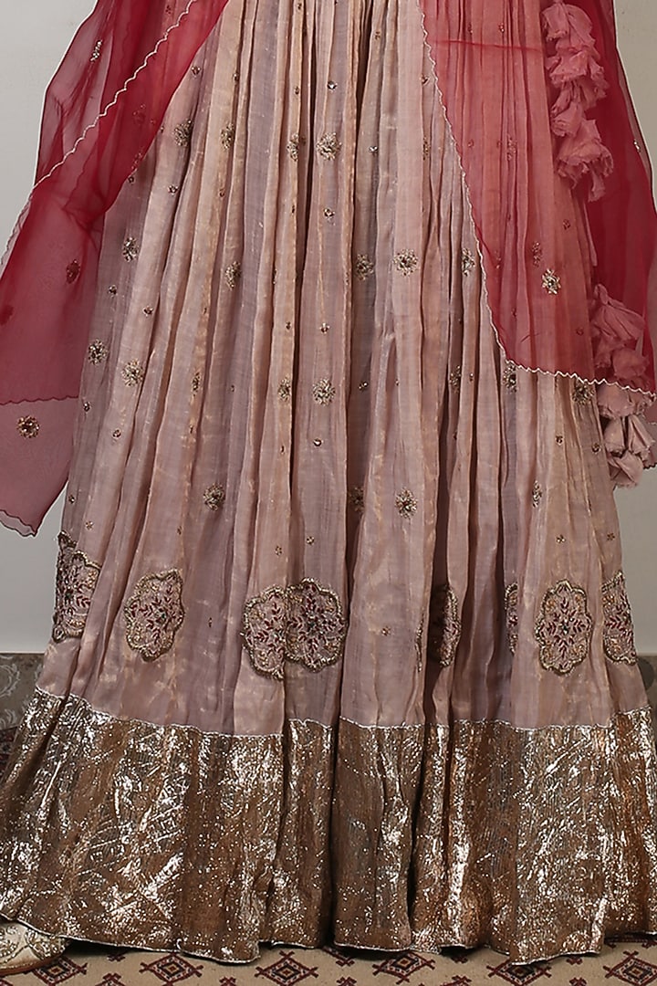 Crystal Pink Embroidered Wedding Lehenga Set by Rhua at Pernia's Pop Up Shop