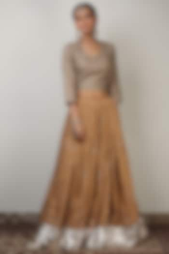 Tan Brown Embroidered Wedding Lehenga Set by Rhua at Pernia's Pop Up Shop