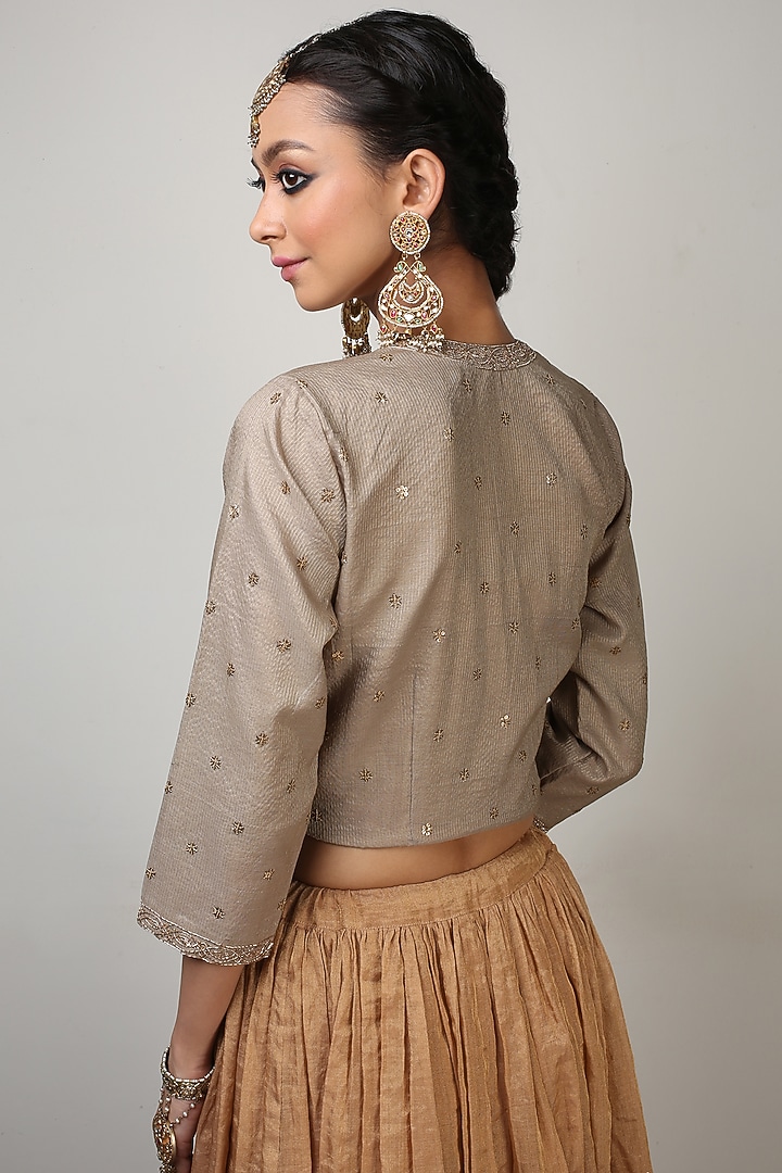 Tan Brown Embroidered Wedding Lehenga Set by Rhua at Pernia's Pop Up Shop