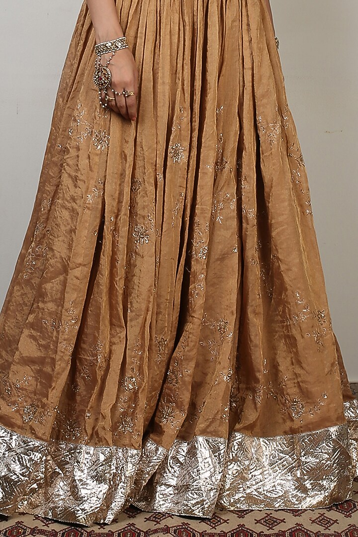 Tan Brown Embroidered Wedding Lehenga Set by Rhua at Pernia's Pop Up Shop