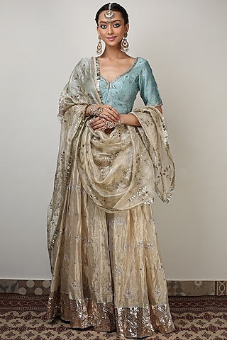 Ivory Embroidered Lehenga Set by Rhua
