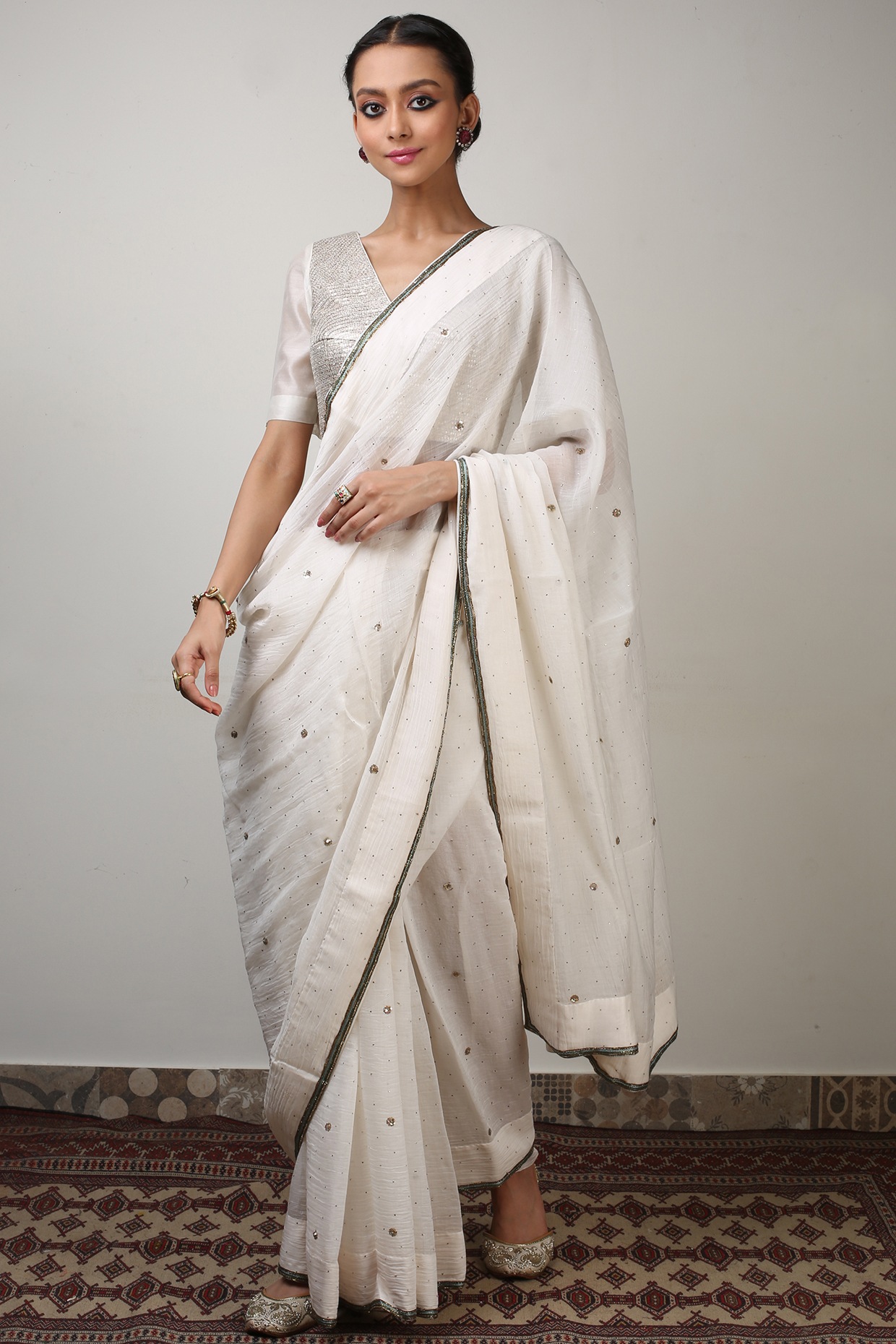 Floral Embroidery Chanderi Saree | JCL773