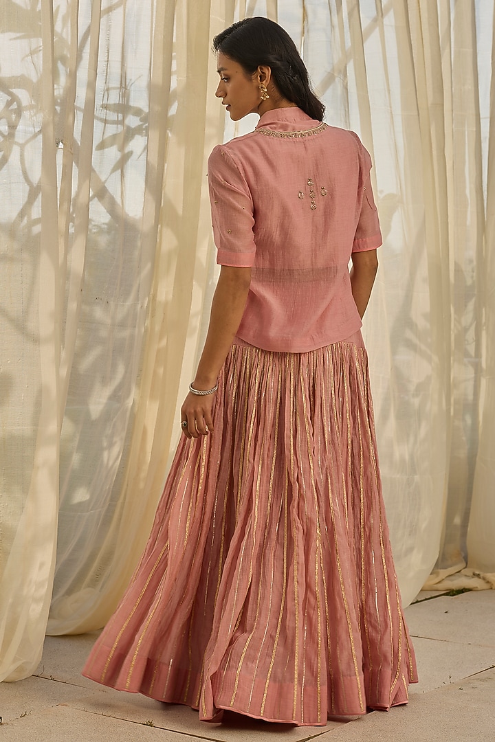 Soft Pink Mul Chanderi Silk Kurta Set by Rhua at Pernia's Pop Up Shop