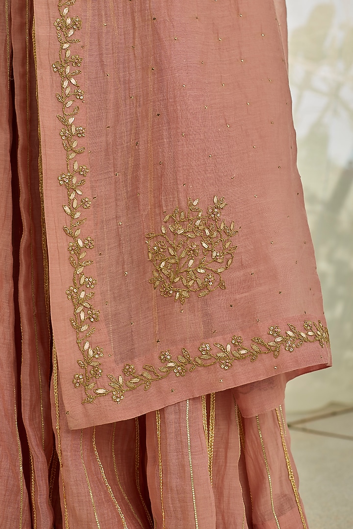 Soft Pink Mul Chanderi Silk Kurta Set by Rhua at Pernia's Pop Up Shop