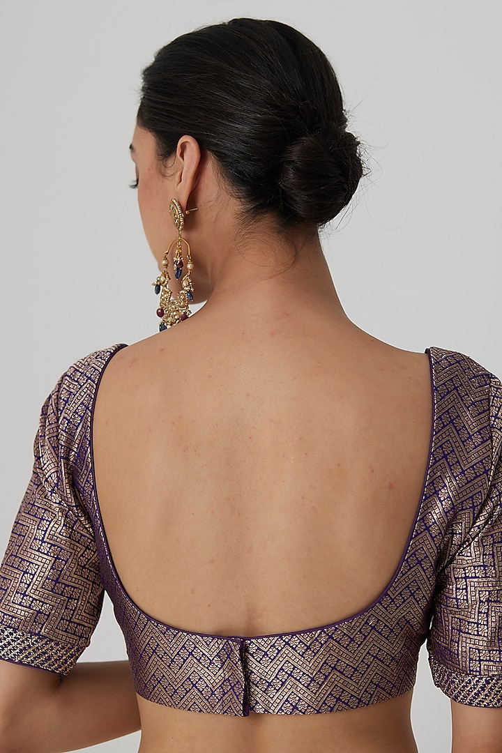 Silver-Gold Banarasi Silk Tissue Aari & Zardosi Hand Embroidered Wedding Lehenga Set by Rhua at Pernia's Pop Up Shop