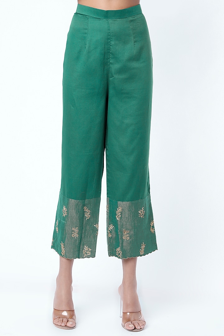 Deep Turquoise Embroidered Kurta Set by Rhua at Pernia's Pop Up Shop