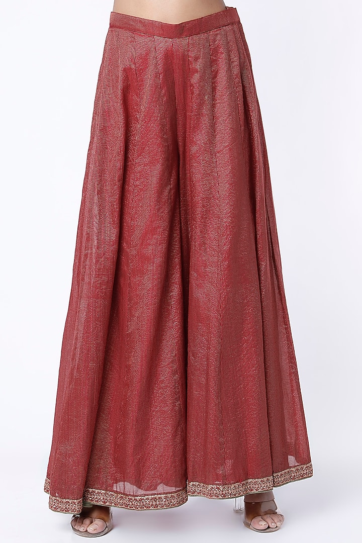 Deep Red Embroidered Wedding Anarkali Set by Rhua at Pernia's Pop Up Shop
