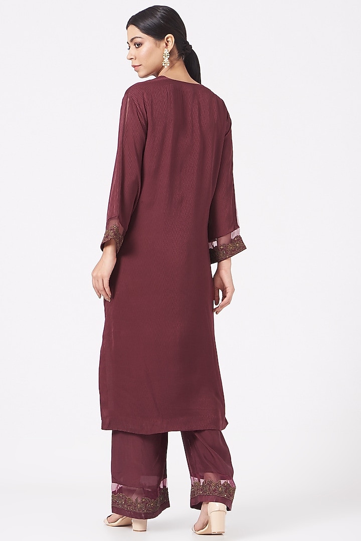 Maroon Kurta With Zardosi Work by Rhua at Pernia's Pop Up Shop