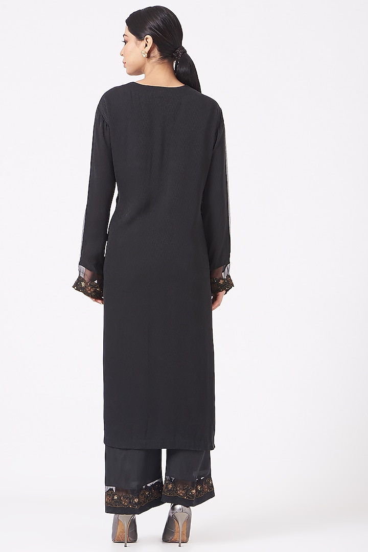 Black Kurta With Zardosi Work by Rhua at Pernia's Pop Up Shop
