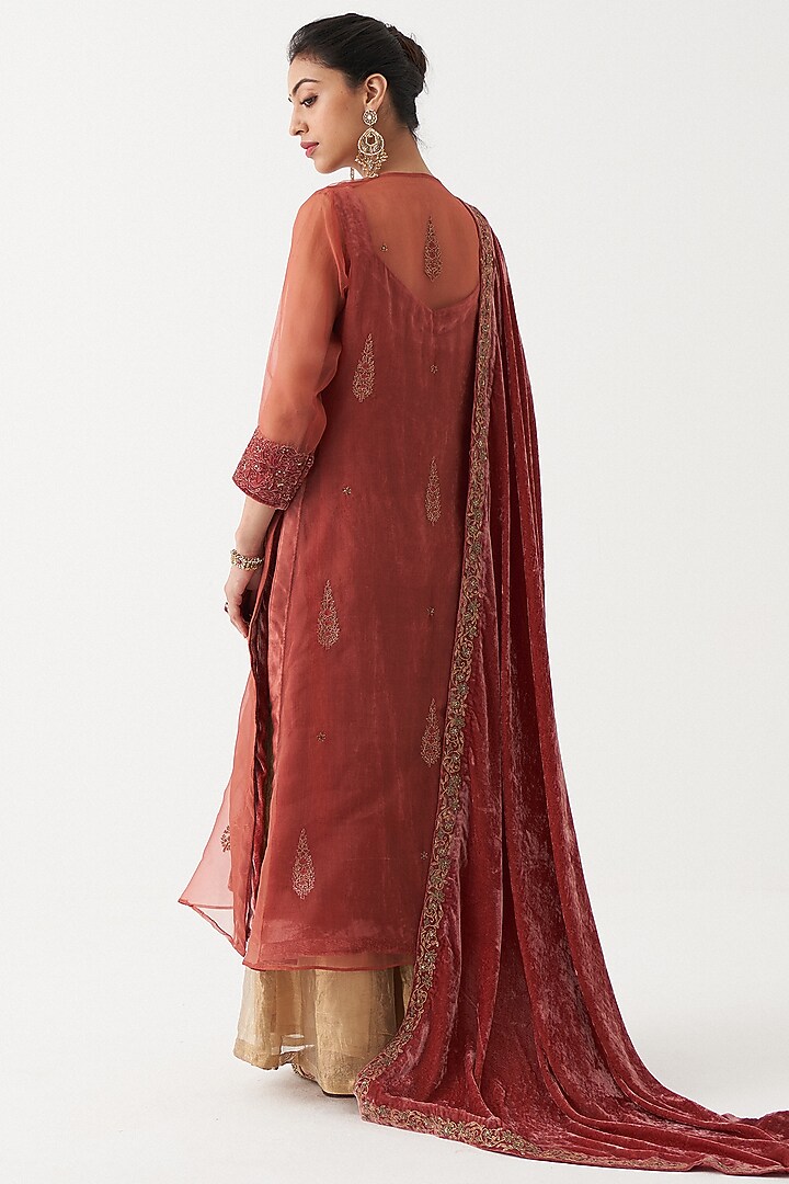 Gold Tissue Silk Wedding Sharara Set by Rhua at Pernia's Pop Up Shop
