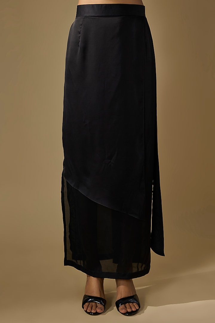 Black Organza Tissue Embroidered Kaftan Set by ROHIT VERMA at Pernia's Pop Up Shop