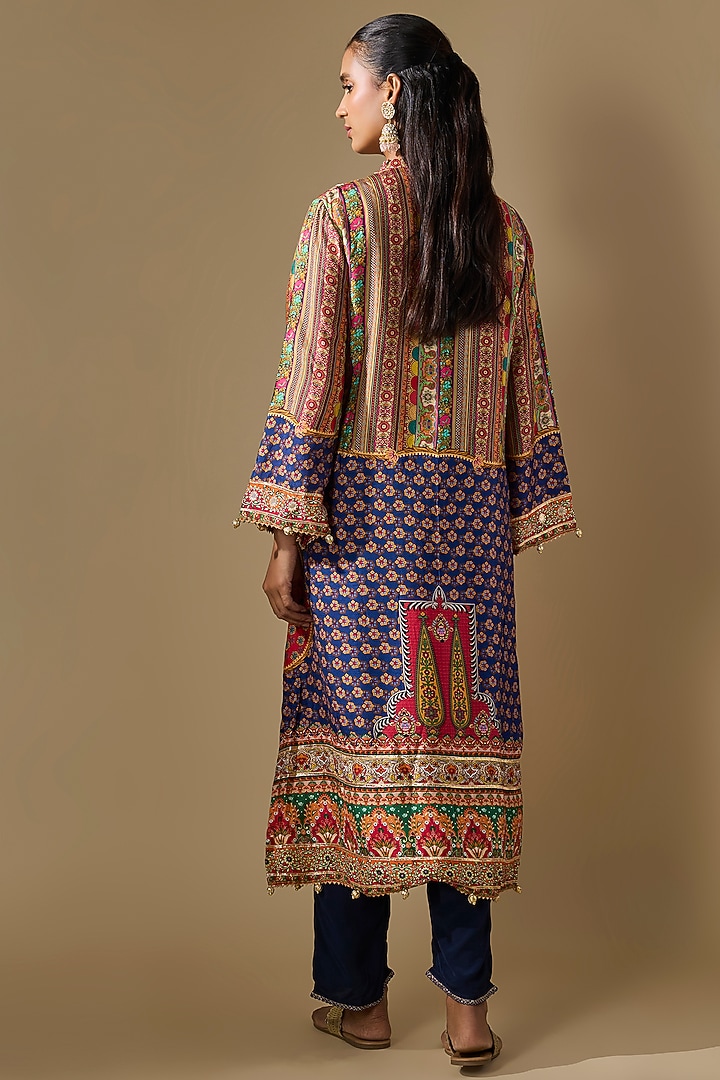 Multi-Colored Crepe Embroidered & Printed Kurta Set by ROHIT VERMA at Pernia's Pop Up Shop
