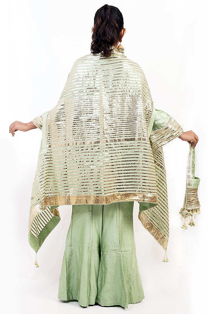 Sea Green Chanderi Wedding Sharara Set by ROHIT VERMA at Pernia's Pop Up Shop