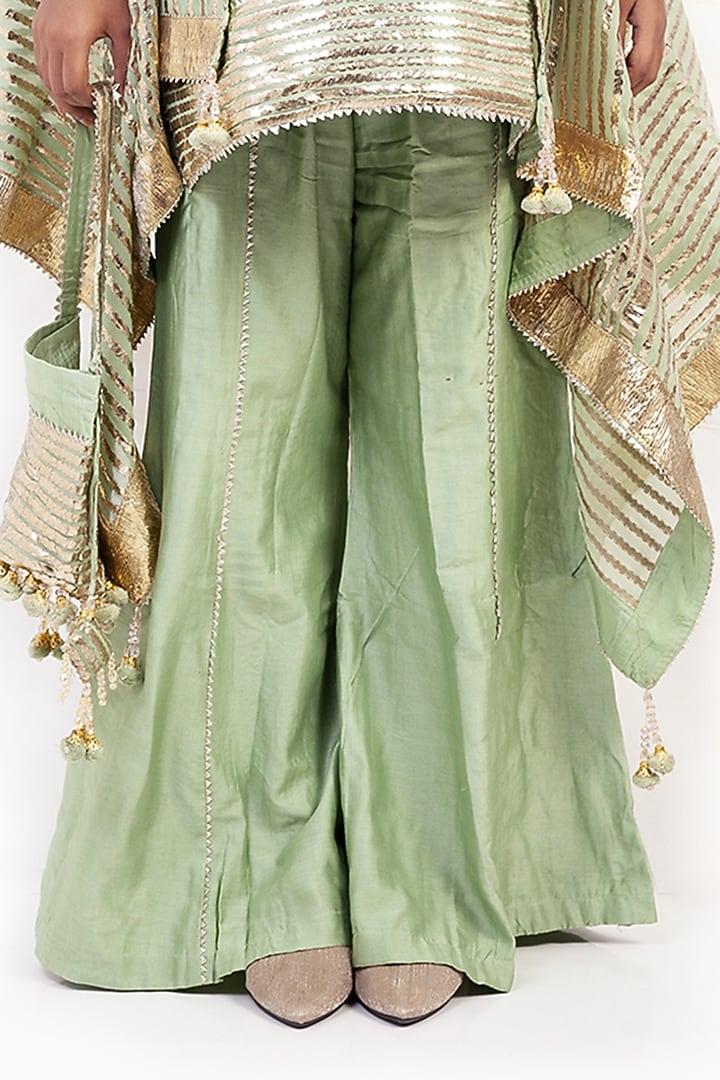 Sea Green Chanderi Wedding Sharara Set by ROHIT VERMA at Pernia's Pop Up Shop