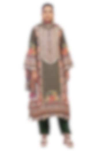 Multi-Colored Crepe Digital Printed & Gota Embroidered Kurta Set by ROHIT VERMA at Pernia's Pop Up Shop