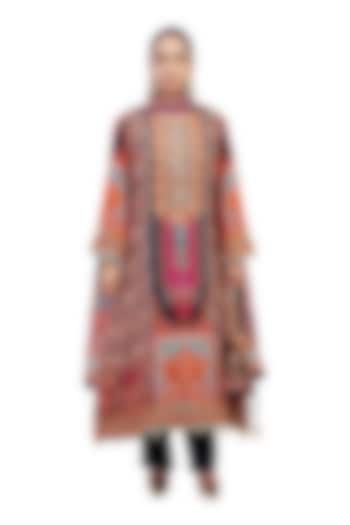 Multi-Colored Crepe Digital Printed & Gota Embroidered Kurta Set by ROHIT VERMA at Pernia's Pop Up Shop