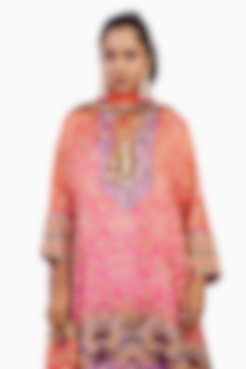 Multi-Colored Crepe Digital Printed & Gota Embroidered Kurta Set by ROHIT VERMA at Pernia's Pop Up Shop