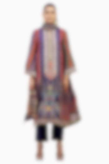 Multi-Colored Crepe Digital Printed & Gota Embroidered Kurta Set by ROHIT VERMA at Pernia's Pop Up Shop