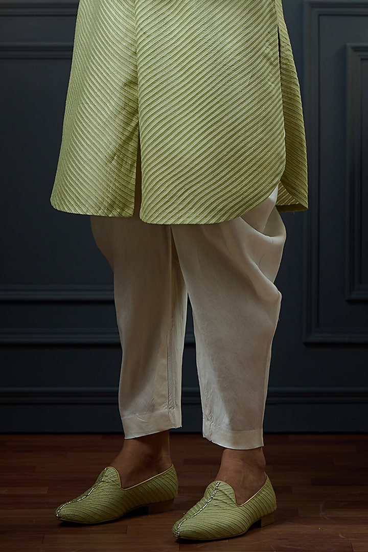 Sage Green Fine Silk Motif Embroidered Nehru Jacket by Ritu & Abhishek at Pernia's Pop Up Shop
