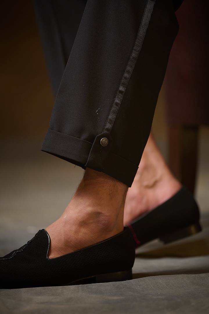 Black Fine Suiting Pant by Ritu & Abhishek at Pernia's Pop Up Shop