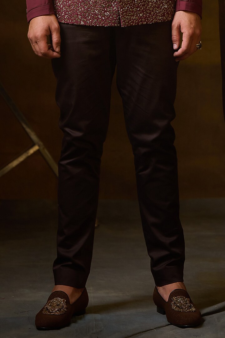 Chocolate Brown Italian Suiting Pant by Ritu & Abhishek at Pernia's Pop Up Shop